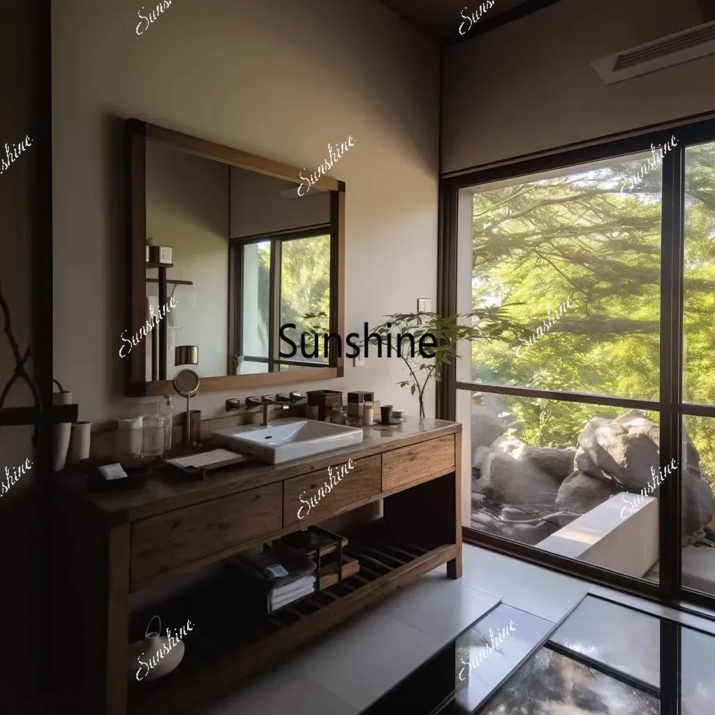 YLog made old sink wabi-sabi wind, bed and breakfast bathroom cabinet villa design