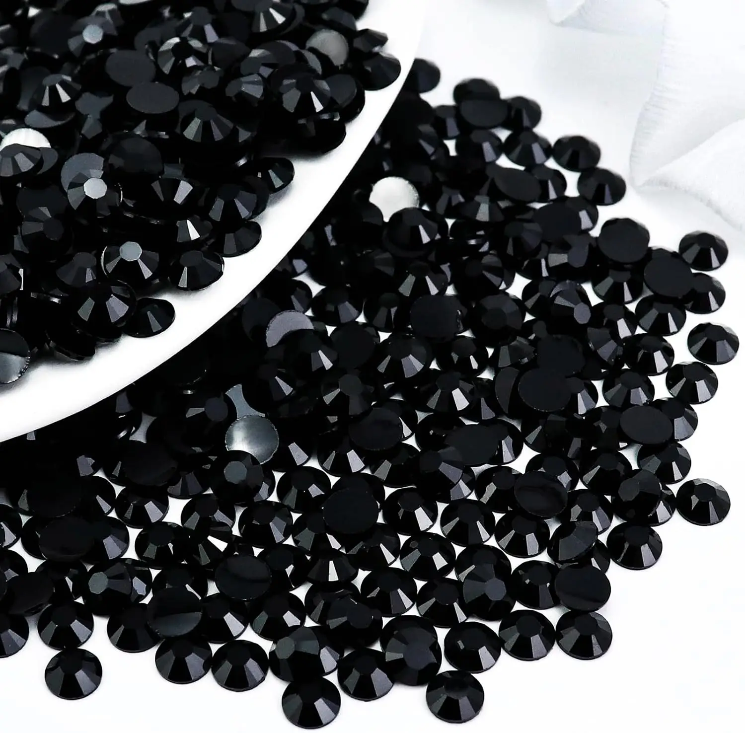 Schwarze flache Harz-Jelly-Strass-Steine 2mm 3mm 4mm 5mm 6mm – Kunstperlen für Bastelarbeiten, DIY-Nagelkunst und Charms-Zubehör – Detail 1