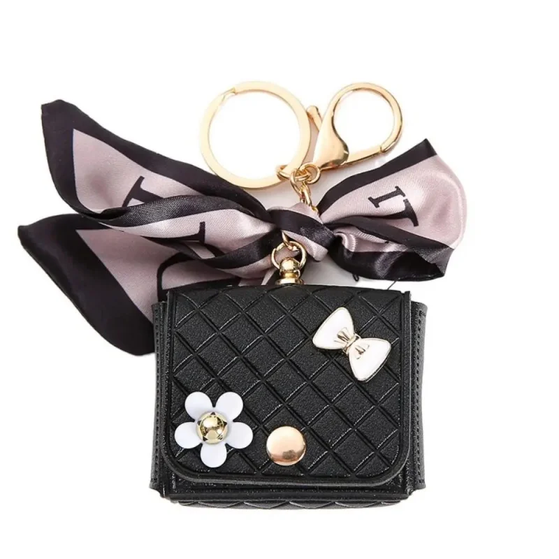 Fashionable Leather Headphone Storage Bag｜Mini Creative Keychain Solid Color Decorative Bluetooth Earphone Protective Case Niche image 4
