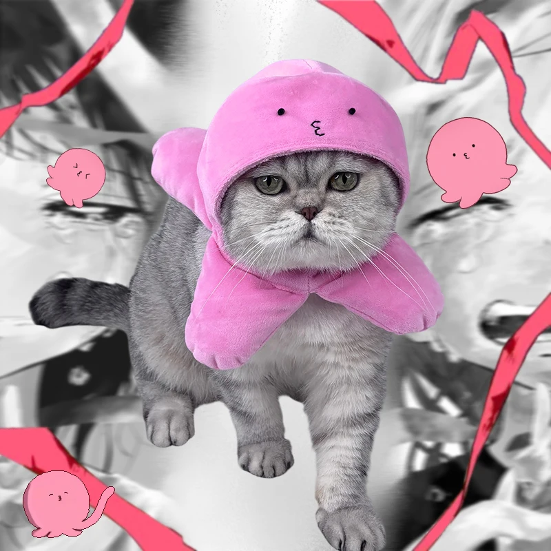 Gorro de pulpo para mascotas, gorro Reversible, diferentes diseños en cada lado, disfraz de cosplay para perros y gatos, Maryna Kokeshima Marinachan