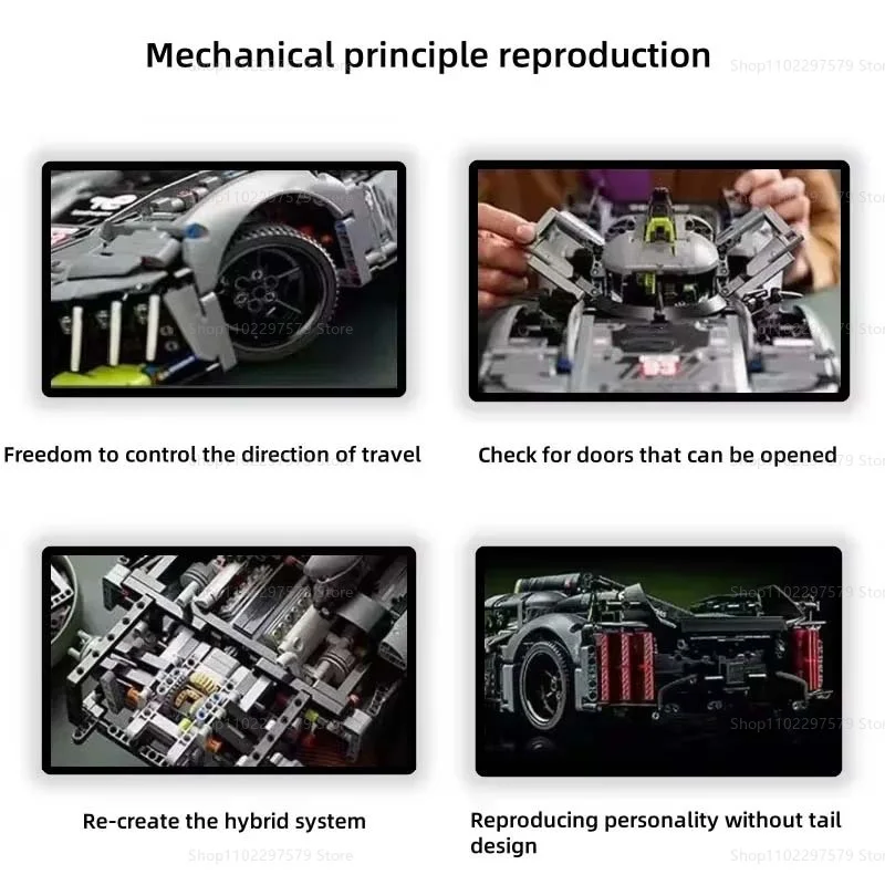 التقنية 1775 + قطعة سيارة رياضية فائقة 9x8 42156 بناء عدة 1:10 مقياس نموذج سباق كتل يدوية الاطفال اللعب تحصيل نموذج سيارة هدية #3