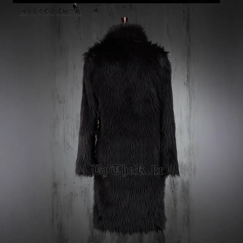 Women's Clothing Winter New Faux Fur Long Coats Trench Coats Men Trends Black and White Colour Blocking Fluffy Jacket Windproof