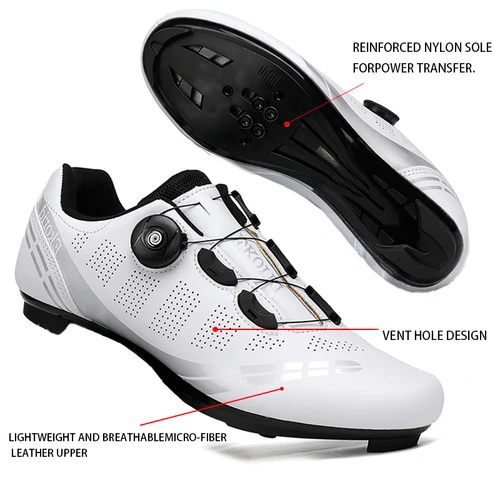 Imagen 2 del producto Zapatos de ciclismo para hombre, bicicletas de carretera, competición de carreras para mujer, zapatos deportivos de ciclismo de velocidad con bloqueo automático, tacos Spd para mujer, zapatos de ciclismo