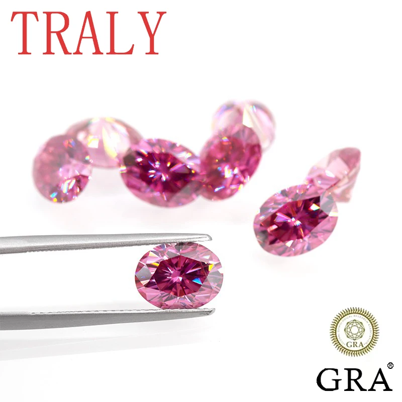 

Pink Color Oval Cut 1.0~8.0ct Moissanite Loose Stones Gems D VVS1 with GRA Certificate Jewelry Marking Pass Diamonds Tester