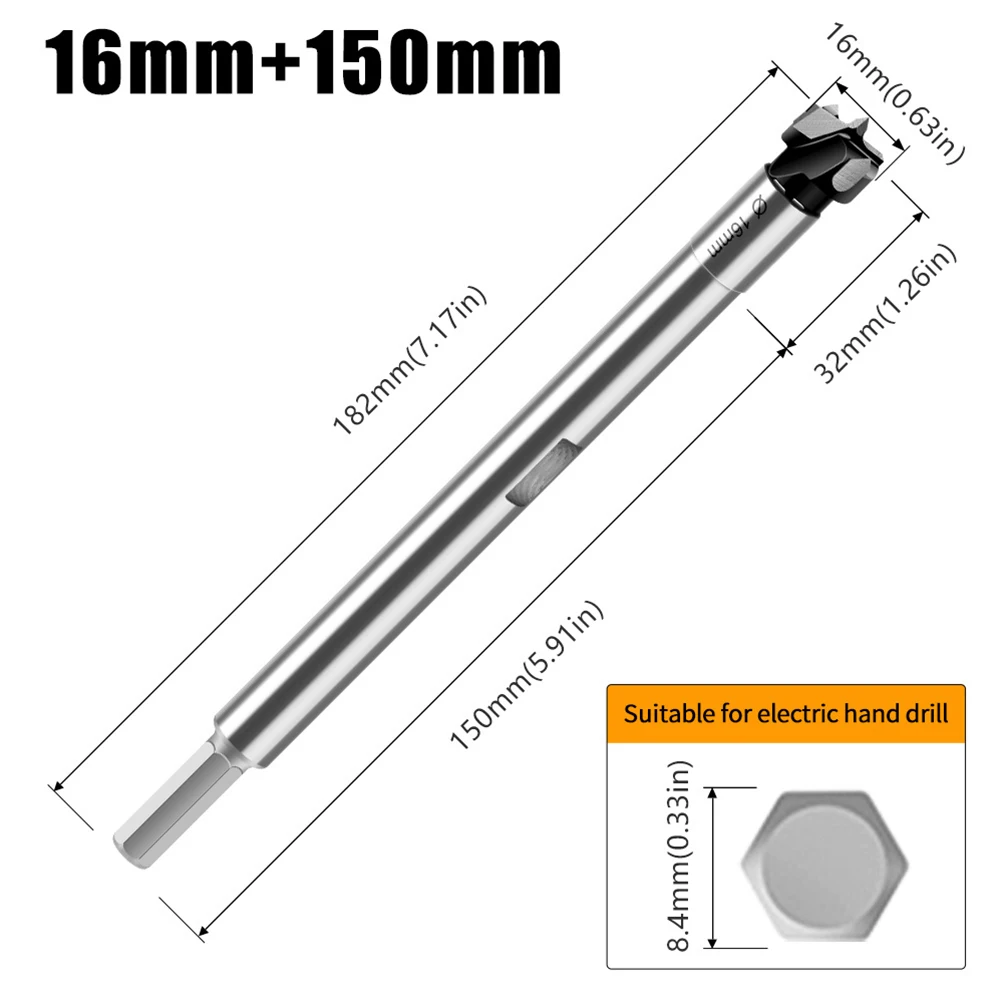 Robust 150mm Extended Drill Bit with for carbide Tip for Effective Woodworking and Reduced Dust Generation Robust
