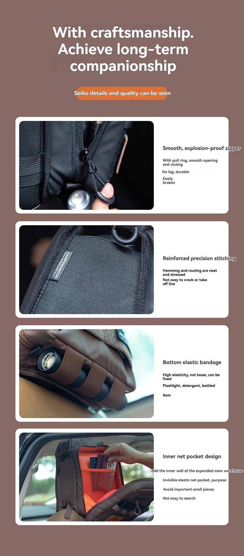 CAMPINGMOON Günstige Schwarze BK-PL Multifunktionale Kopfstützen-Tasche für Autositze mit Brillenfach und Integriertem Aufbewahrungsorganizer – Detail 12