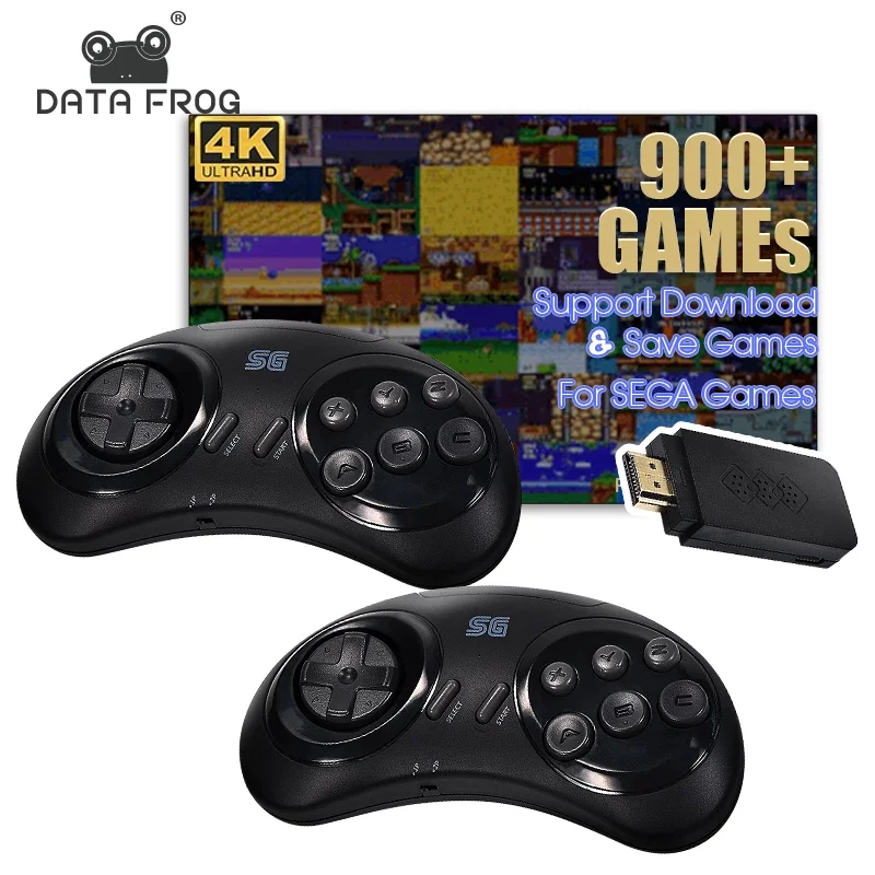 DATA FROG USB Wireless Handheld TV Video Game Console Build In 1900 Games 4k HDMI-Compatible Retro Game Console for SEGA/FC/GBA