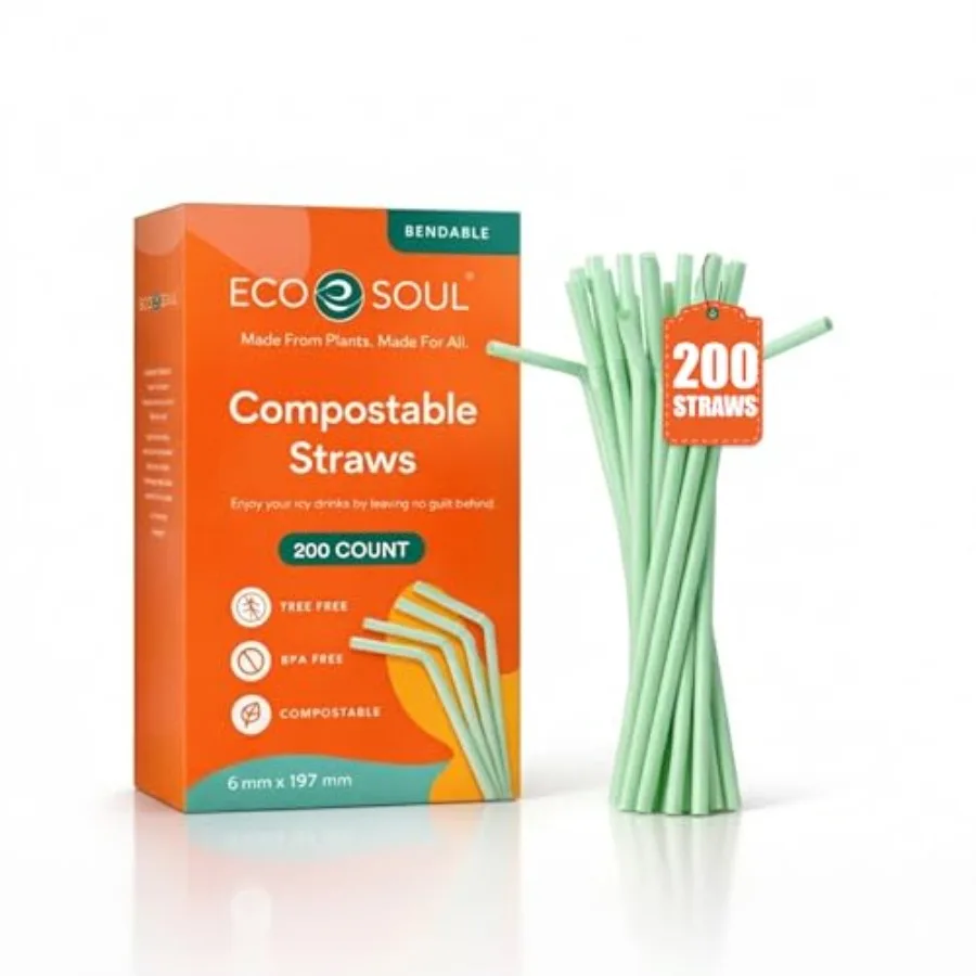 

Straws [ Count][8.25"] Eco-Friendly Disposable Straws, Cocktail Cold Drink Smoothie Bendable