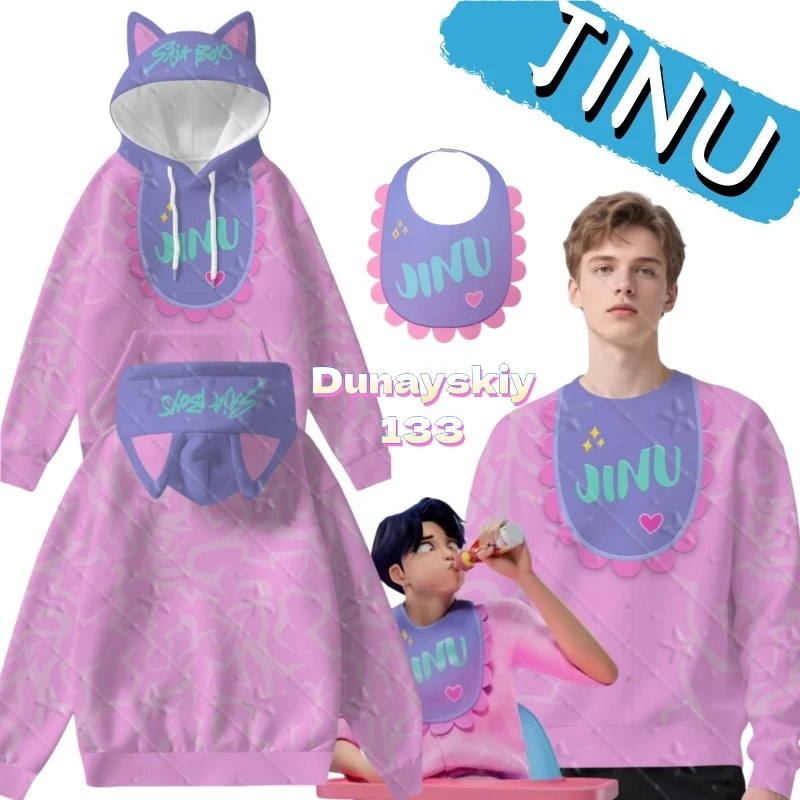 جينو ساجا شيطان الصيادين أنيمي تأثيري حلي الوردي شعر مستعار الكرتون طاقم الرقبة هوديي القمم أغطية الرأس هالوين كرنفال الدعاوى الحفلات