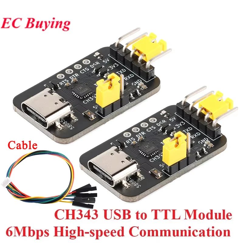 2Pc/1pc CH343 USB Type-C to TTL Serial Port Board Conversion module 6Mbps High Speed Communication Single Chip Loader Downloader