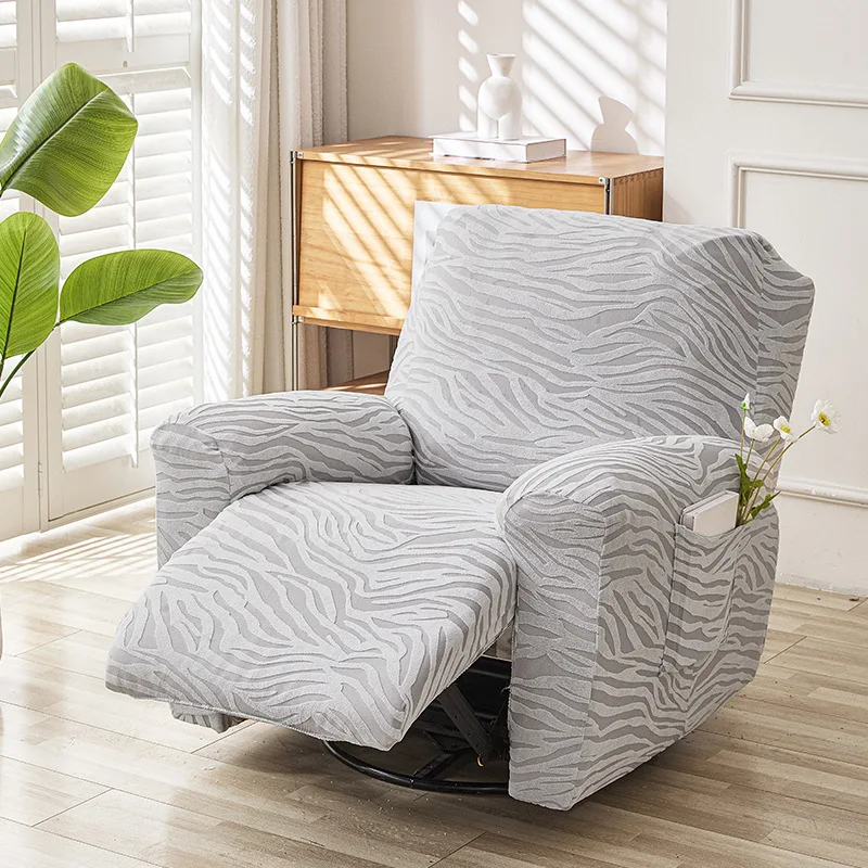 4pcs Jacquard Split Recliner Sofa Covers Elastic Relax Armchair Cover Non-Slip Washable Single Sofa Slipcovers for Living Room