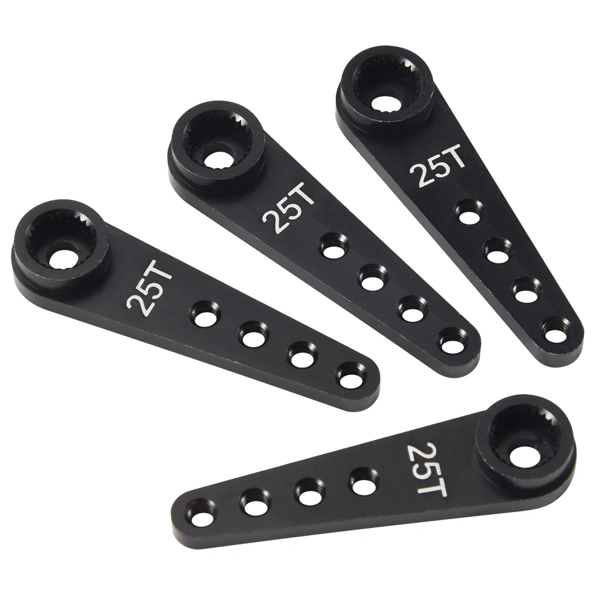 4PCS 37Mm 25T corno del braccio Servo dello sterzo con estensione in metallo per parti del cingolo dell'auto RC, nero