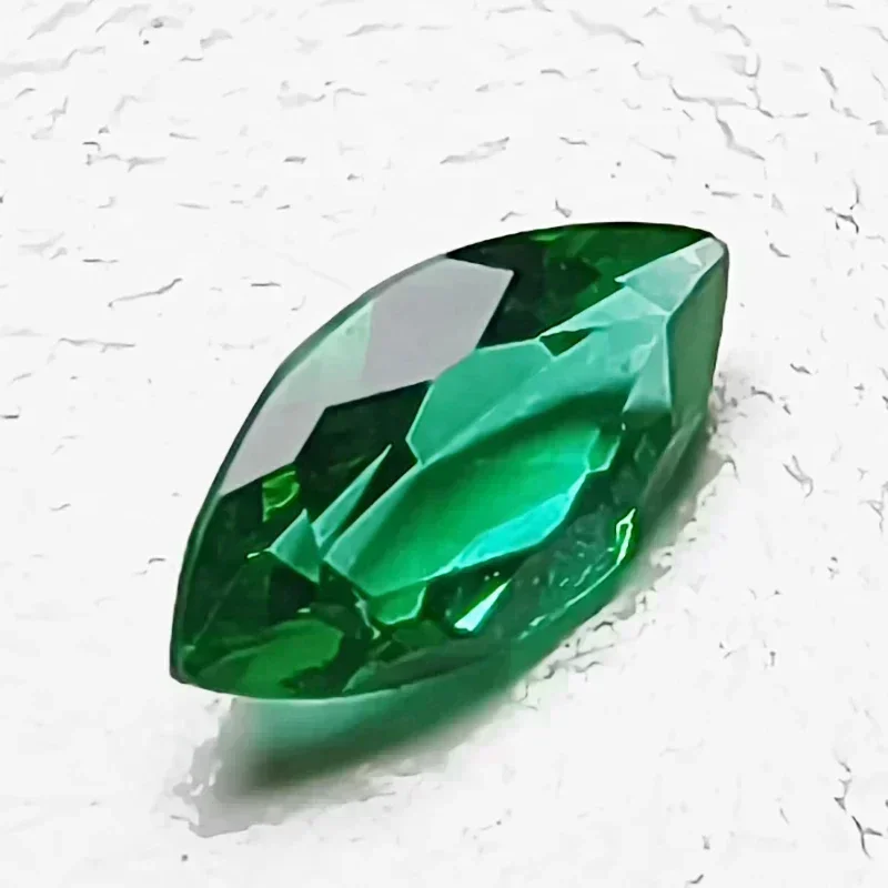 Lab Grown Zambian Emeralds Marquise Cut Hydrothermal Hand Cutting with Cracks Inclusions Inside Selectable AGL Certificate