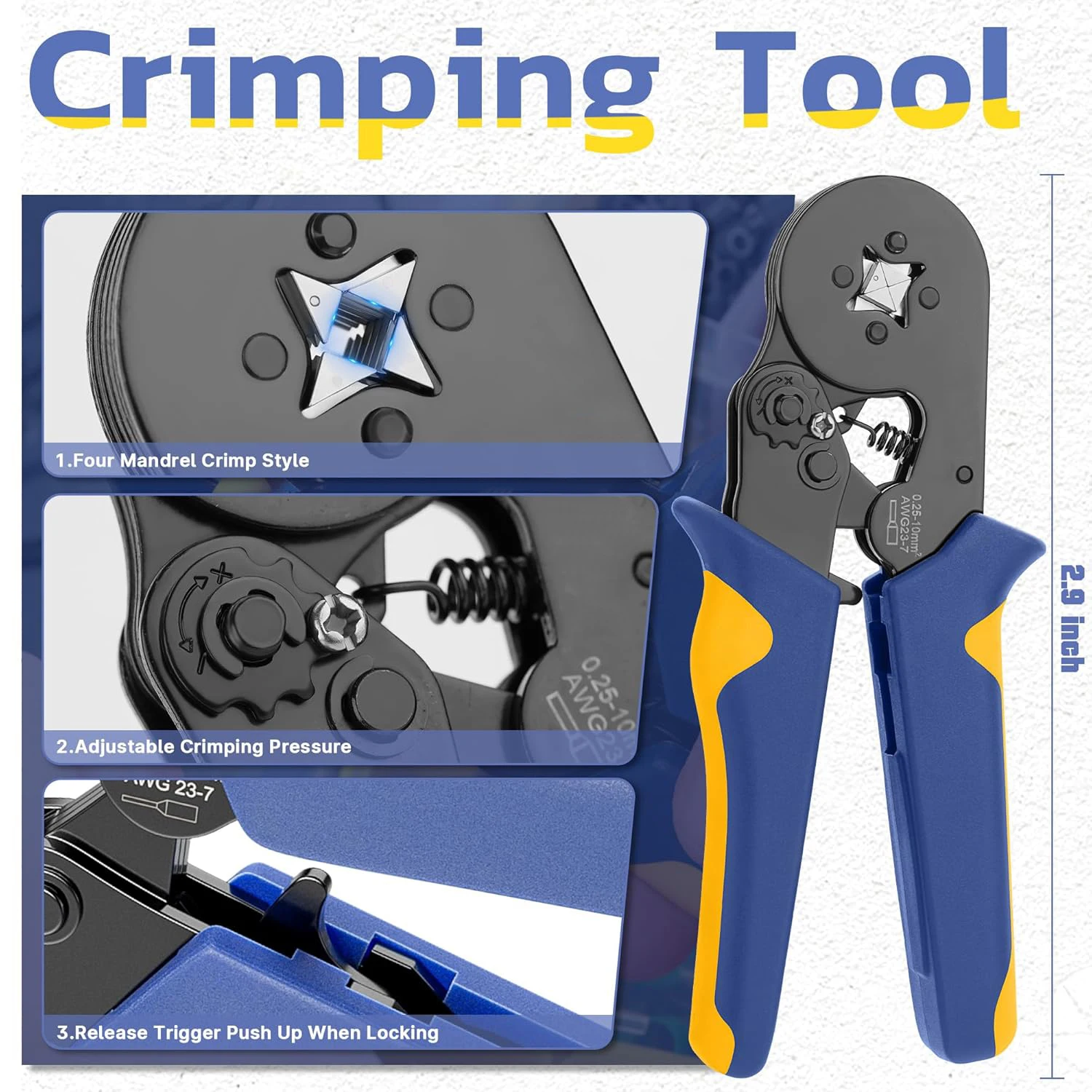 Ferrule Crimping Tool Kit Wire Ferrules Crimper with 1200PCS Ferrule AWG 23-10 Wire End Ferrule Terminals