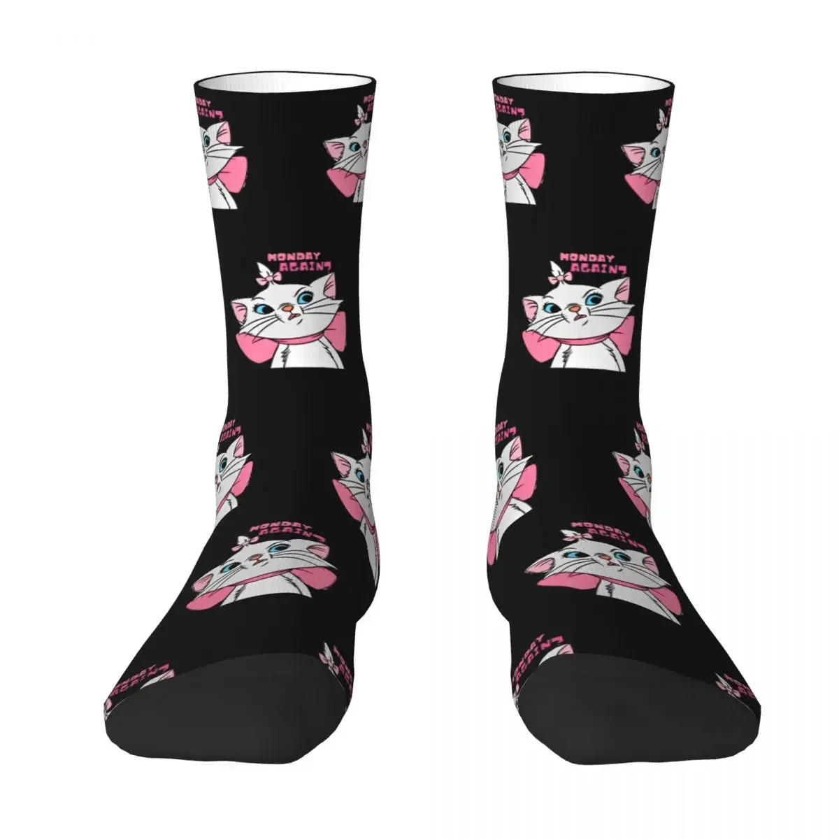 Happy Funny Men's Socks Casual Marie Cat Aristocats Monday Again Sock Cute Skateboard Women's Socks Spring Summer Autumn Winter