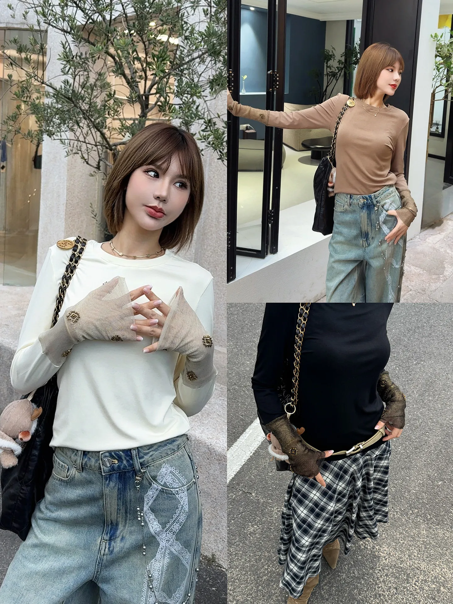 

Оригинальная женская футболка Asbr с длинным рукавом, с богатой отделкой, свободного кроя, с круглым вырезом, универсальный повседневный топ из ацетатного волокна.