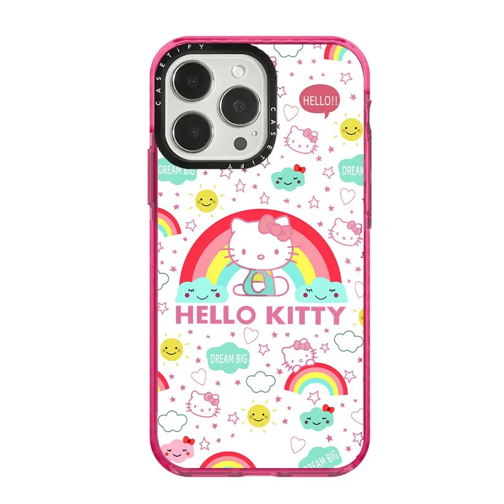 Sanrio Cartoon Rainbow Hello Kitty Phone Case Clear All-Inclusive Soft Protection Case for iPhone 11 12 13 14 15 Pro Max X XS XR