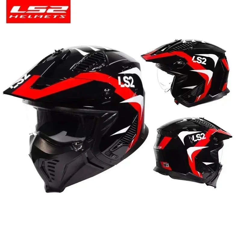 LS2 OF606 Drifter Unisex Open Face Combination Helmets Motorcycle Motocross Men Women Fashion Riding Helmets ECE R22.06