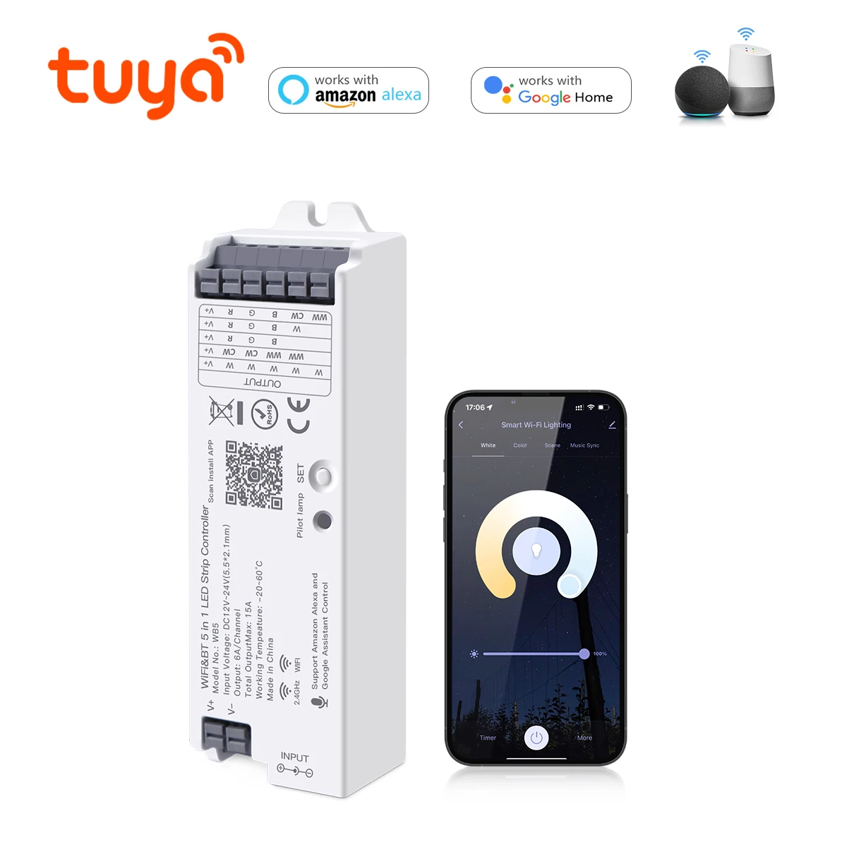 

Многофункциональная светодиодная лента Smart Life 5 в 1, умный переключатель Tuya, светодиодный диммер RGBCCT RGBW, Wi-Fi, пульт дистанционного управления, контроллер RGB