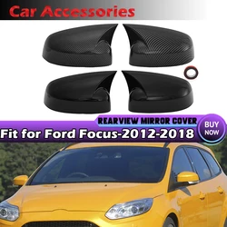 Rearview Mirror Cover For Ford Focus MK3 2012-2018 Gloss Black/Carbon Fiber Look Side Wing Mirror Cap Case Trim Car Accessories