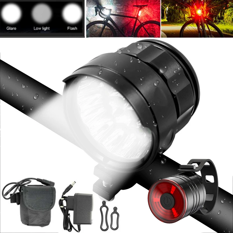 20000 Lumen Bicycle Light 18*T6 LED Cycling Front Light Bike Lights Waterproof Bike Lamp + Rechargeable 18650 Battery Pack