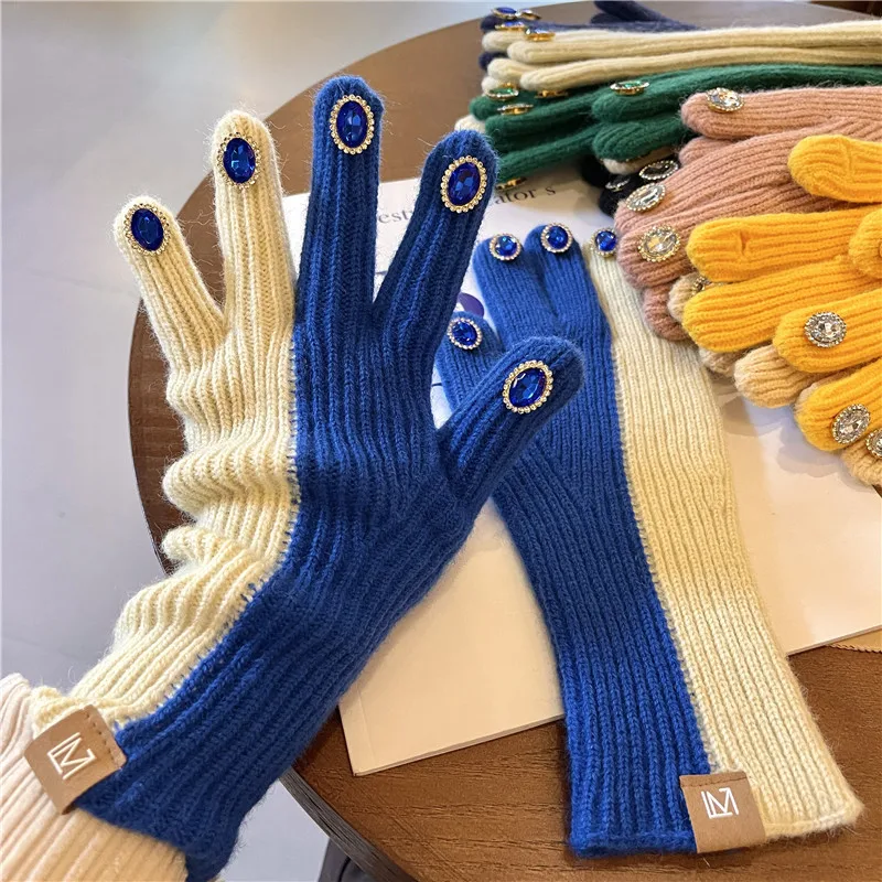

2024 Nail Gloves Warm Cycling Gloves Fashion Touch Screen Knitted Gloves Women Men Winter Riding Solid Fluffy Work Mittens