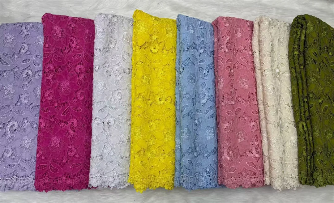 

PGC green 2026 High Quality African Nigerian Milk Silk Sequence Lace Fabric Guipure Cord Laces For Wedding Party Sewing