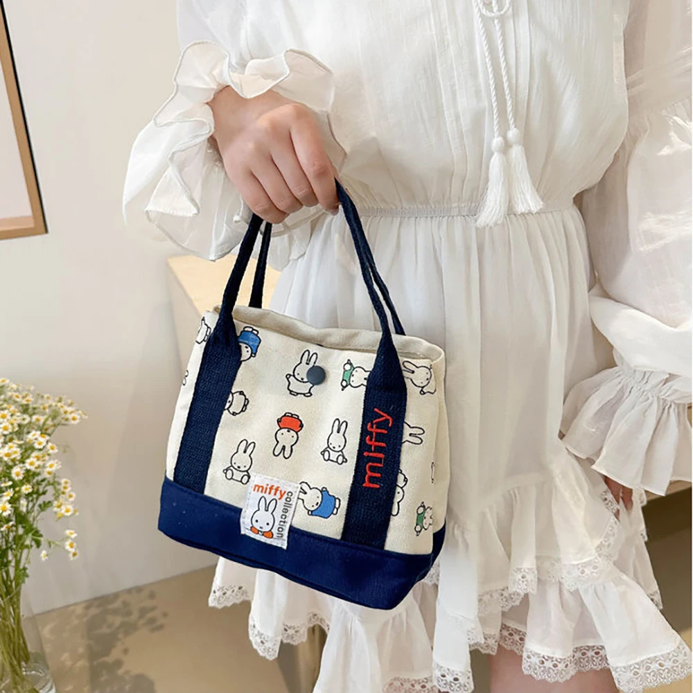 HEISSER VERKAUF Kawaii Miffy Niedliche Handtasche Cartoon-Kaninchen Leinwand-Stickerei Modische Bento Multifunktionale Aufbewahrungstasche Mädchengeschenk – Detail 7