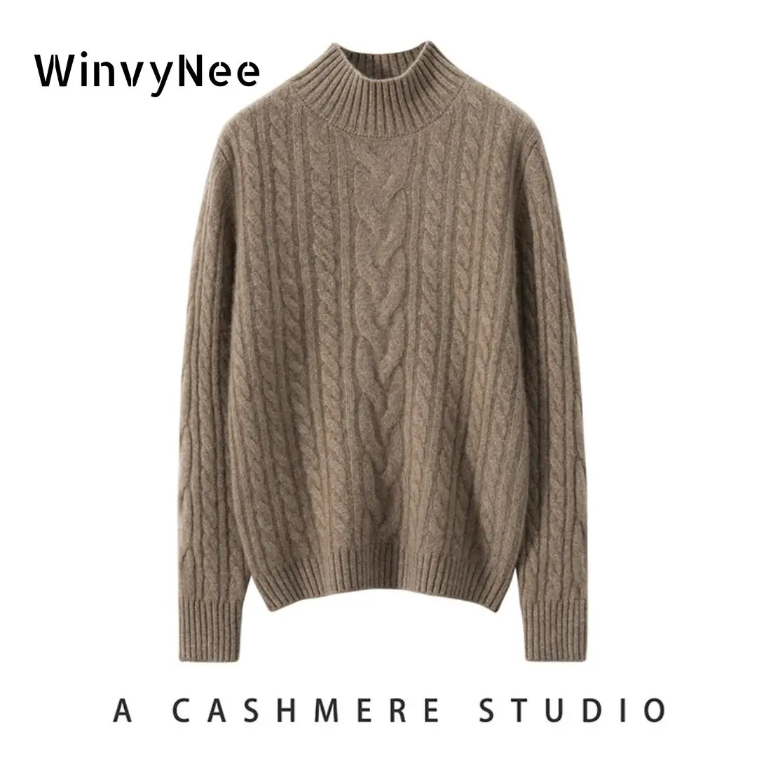 

WinvyNee Women Clothing Cashmere Wool Beige Sweater O Neck Long Sleeve Solid Pullover Soft Outerwears Top Autumn Winter A1054025