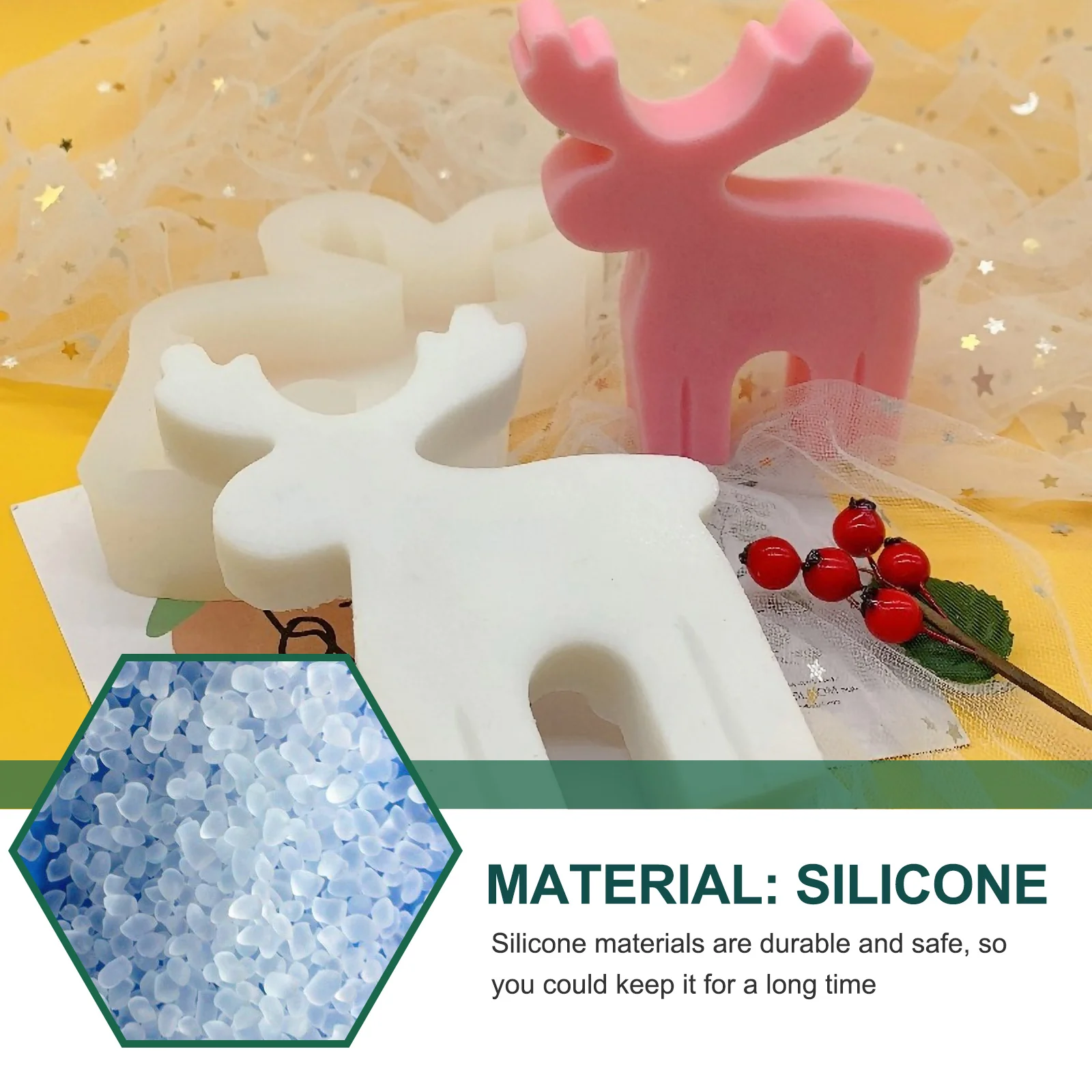 

Aromatherapy Mold DIY Elk Shape Handmade Silicone Mold for Making Xmas Festival Decor Reusable Unique Craft