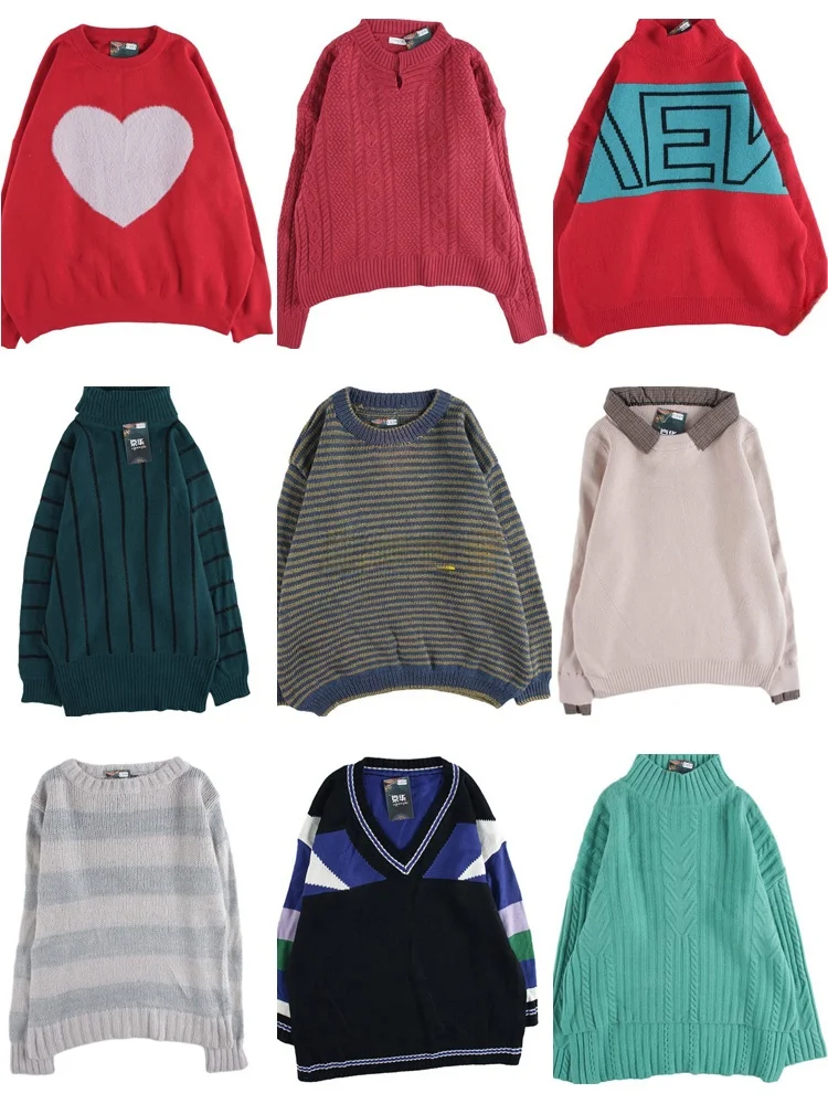 

Vintage Loose Fit Color Blo Pattern Fair Isle Wool Sweater ex Autumn Winter Faion Retro Japanese Sle Knitwear