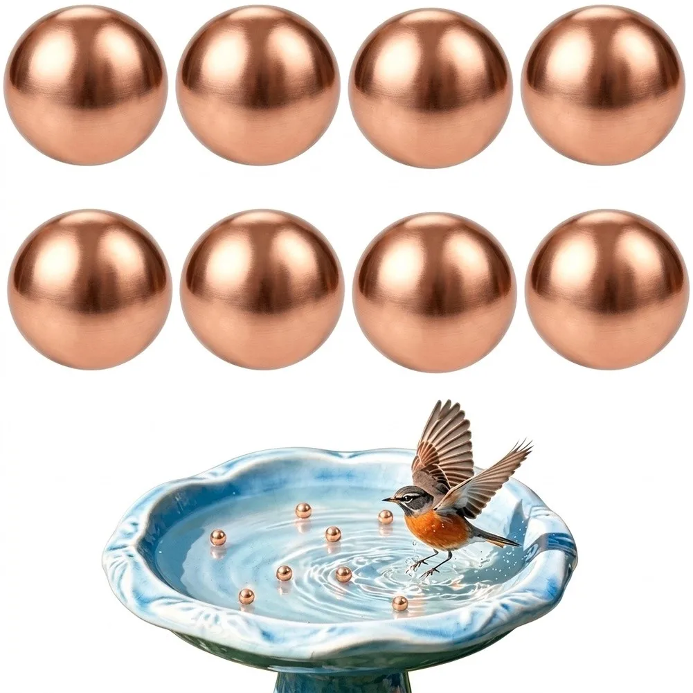 Copper Ball Set for Bird Bath Applications Featuring 99.99% Purity and Spherical Geometry Optimized for Water Interaction