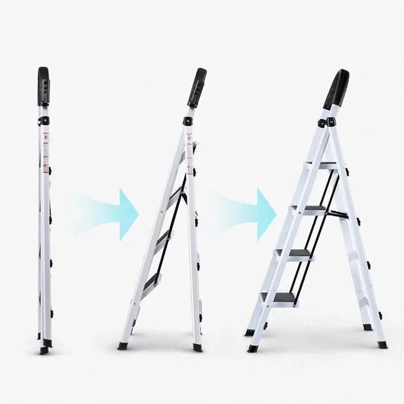 Non-slip Home Step Ladders Multi-functional Thickened Steel Pipe Shrinking Step Stools Climbing Stairs Indoor Folding Ladder