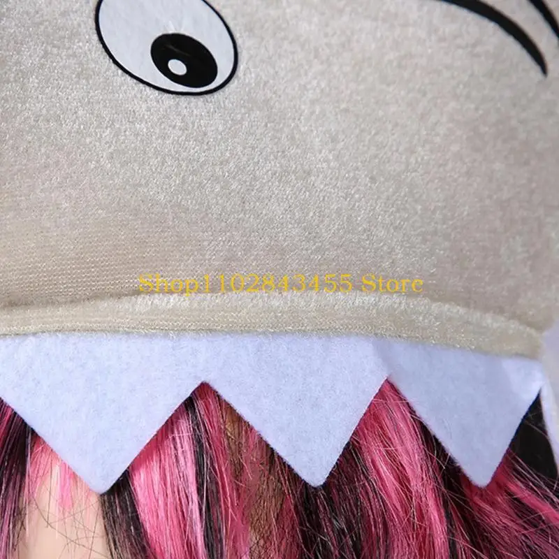 49MC Large Hat for Adult Halloween Shark Cosplay Hat Dress-up Party Photography Props Cartoon Oversized Cosplay Beanie