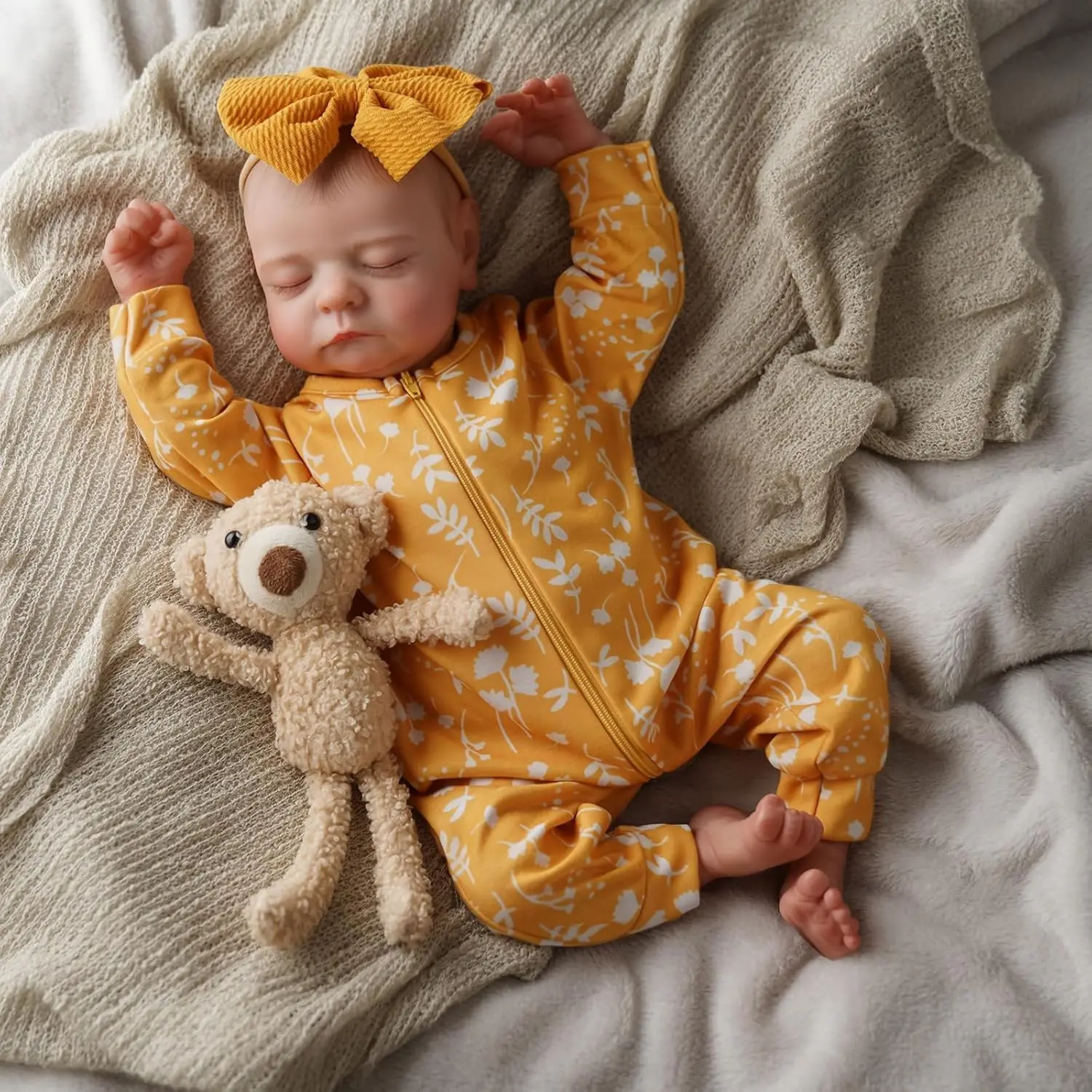 

Lifelike Reborn Baby Doll, 20 Inch Realistic Newborn Girl with Clothes and Toy Gift for Kids Age 3+