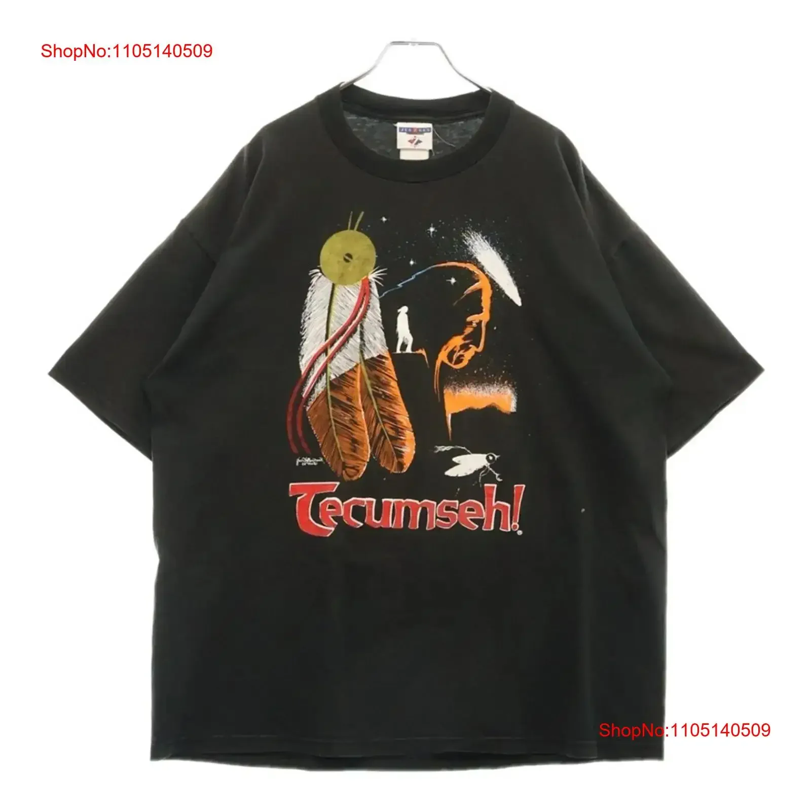 تي شيرت عتيق 90s TECUMSEH تي شيرت أسود عتيق برسومات مغسولة للجنسين للارتداء اليومي ملابس مصممة غير رسمية متعددة الاستخدامات #1