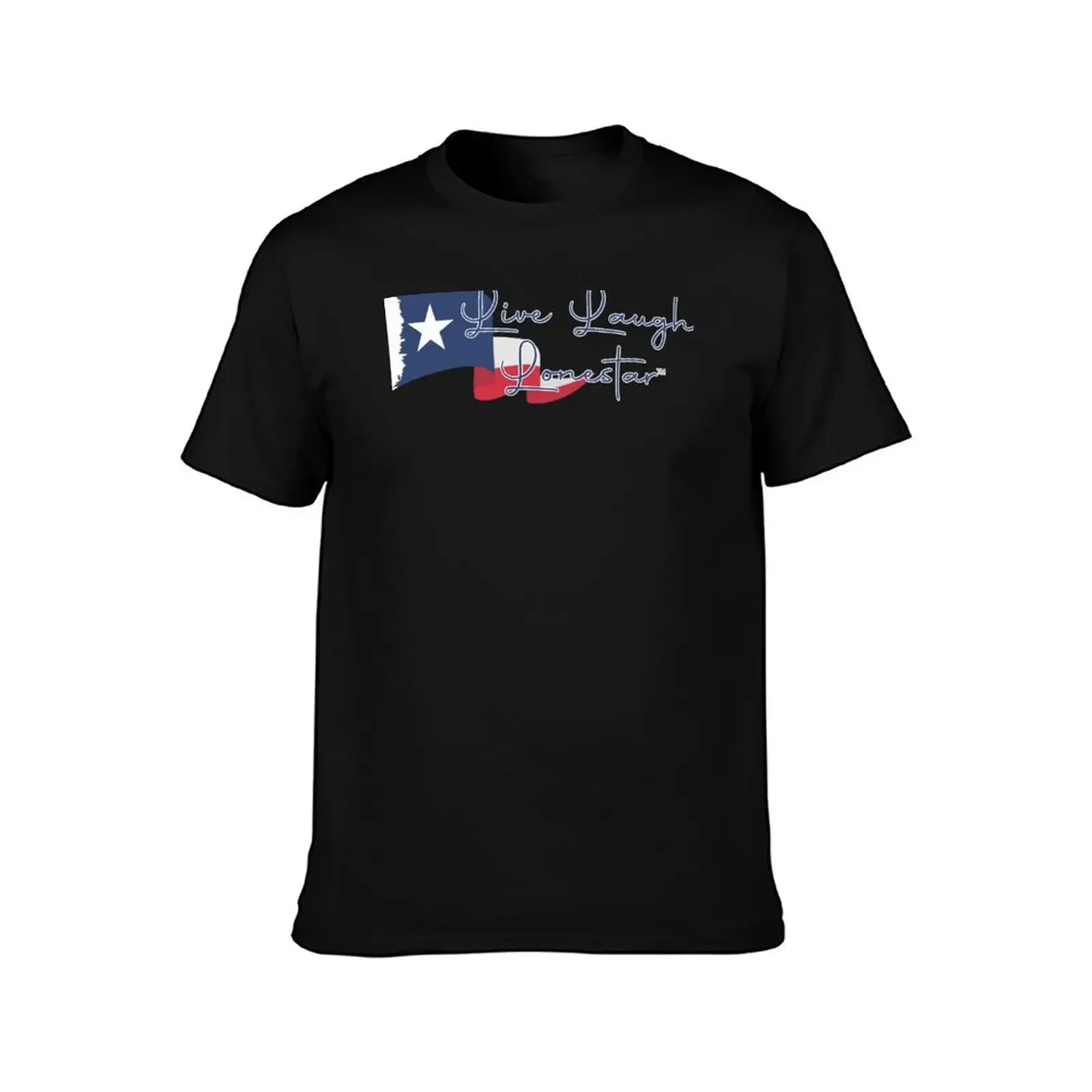 Live Laugh Lonestar (TM) Texas Flag Banner Blue T-Shirt summer top baggy shirts Men's clothing