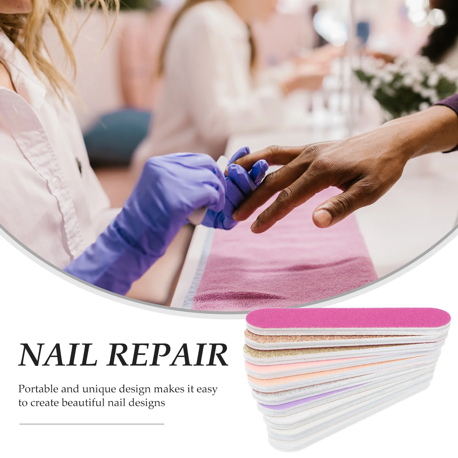 

50Pcs Glitter Nail Files Eva Polishing File Tool Portable Pedicure File Tools Nail Trimming Files