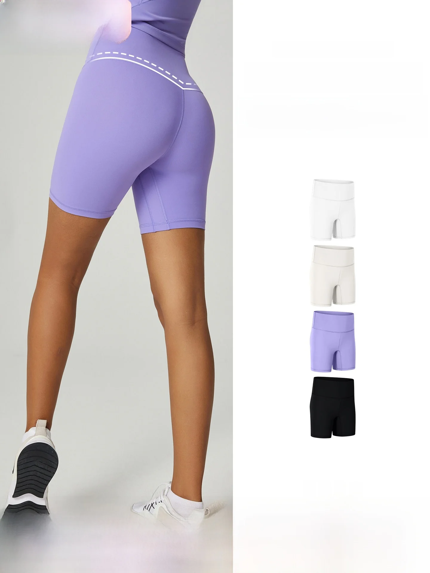 

High Waist Sports Shorts Women's Slimming Fitness Pants Running Yoga Training Outdoor Four-Quarter Pants Nylon Spandex