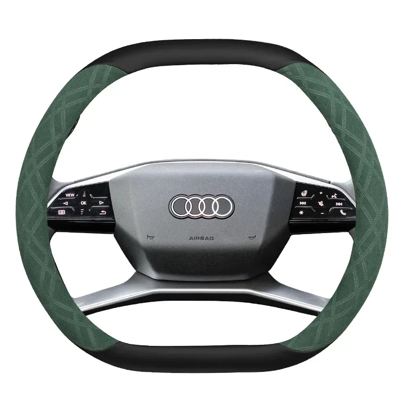 Steering Wheel Cover for Audi Q4 E-tron Q5 E-tron Double D-type Car Accessories Suede Non-slip Sweatproof Interior Handle Cover