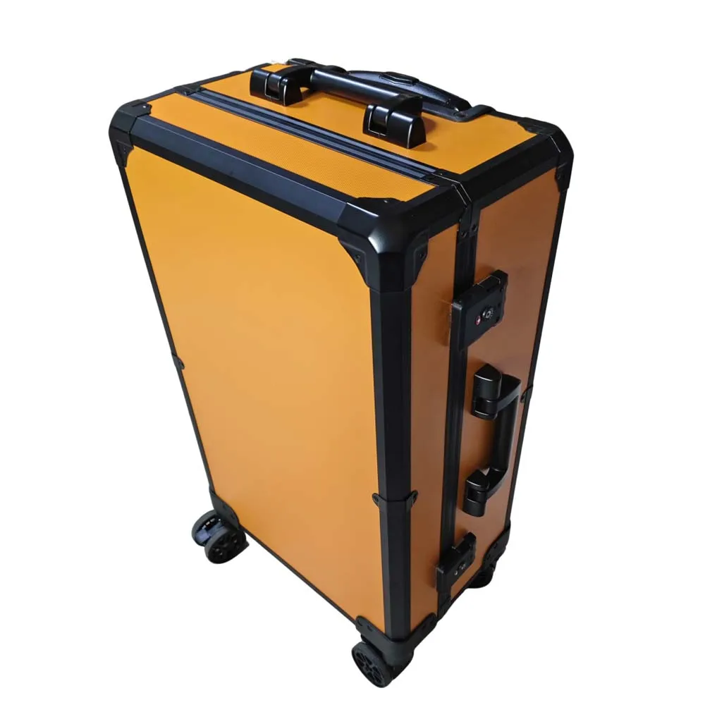 Rolling Aluminum Flight Case, Wheels, Telescopic Handle, Lockable Hard Case for Equipment, Tools, PSA Collectibles Transport
