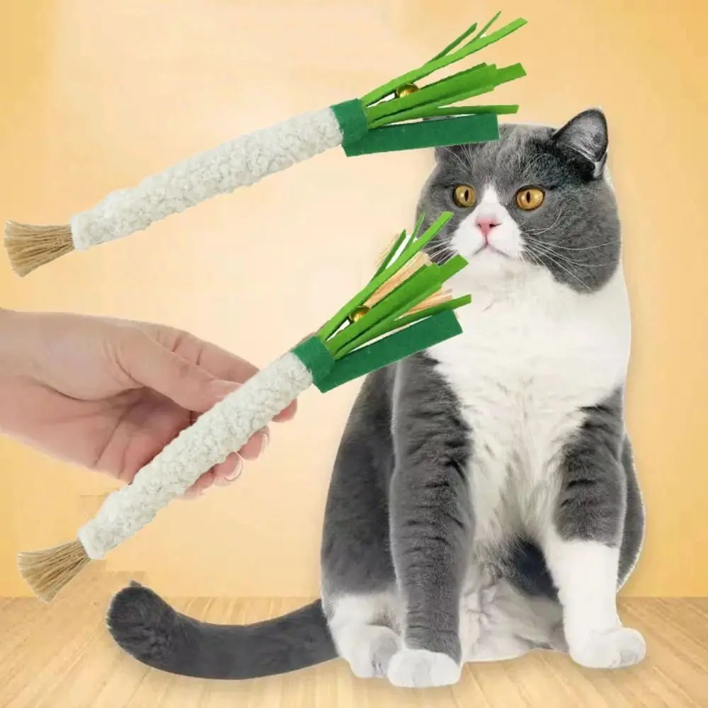

5PCS Creative Felt Scallion Cat Toy Realistic Funny Simulated Vegetable Toy Bite Resistant Green Teeth Grinding Toys Cat