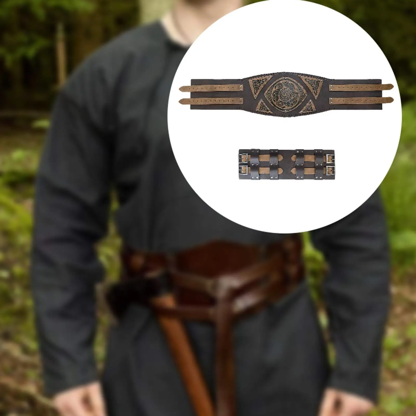 Medieval Wide Belt Adults Middle Ages Larp Costume Retro Design Embossed Nordic