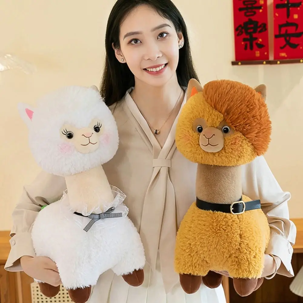 ตุ๊กตาแกะน้อยทำจากผ้าฝ้าย PP นุ่มฟู ตุ๊กตาอัลปาก้าขนปุย ของเล่นสะสมสัตว์ต่างๆ ตุ๊กตาของขวัญคริสต์มาส