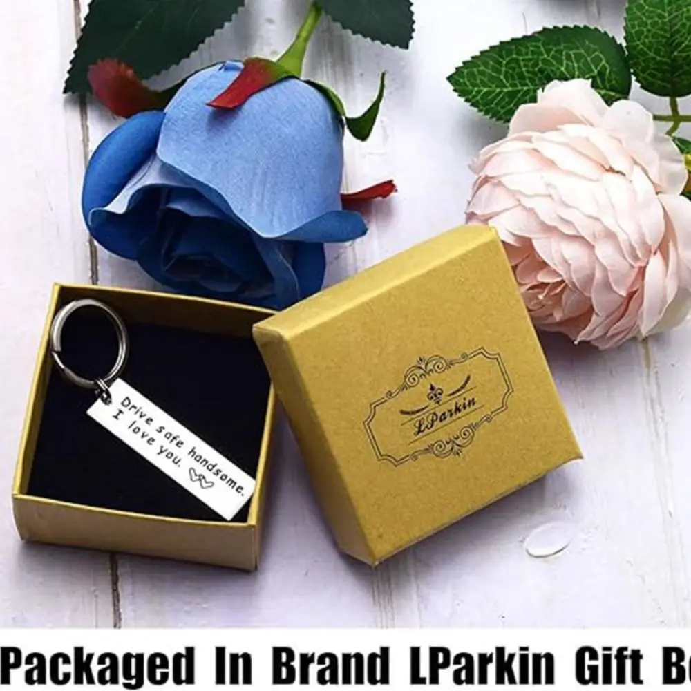 

Stainless Steel Engraving Car Key Ring Double Sided Mirror Polishing Lucky Drive Safe Keychain Best Wishes