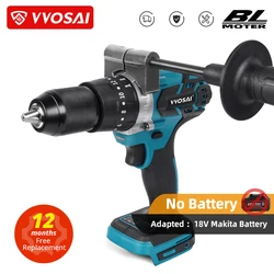 VVOSAI Brushless Electric Drill 20 Torque Cordless Screwdriver Li-ion Battery Screwdriver Drill For 18V Makita Lithium Battery