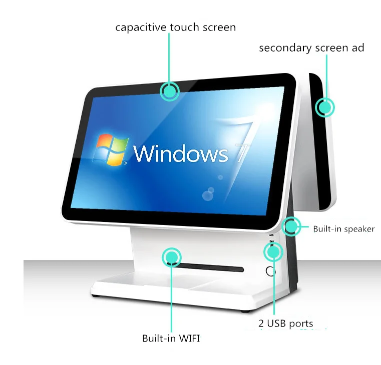 Imagem -03 - Touch Screen Sistema Pos Caixa Registradora All-in-one 15 Polegada Capacitivo para Varejo Windows Sistema Pos