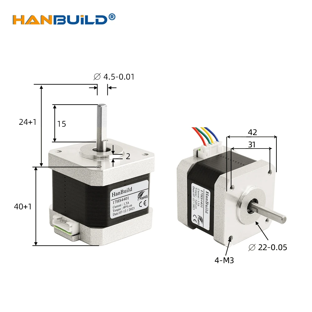 Imagem -02 - Motor de Passo para Impressora 3d 17hs4401 1.5a 40n.cm 4-chumbo 18 Graus Uso para Nema 17 Nema17 12v 42 Motor de Passo Pcs