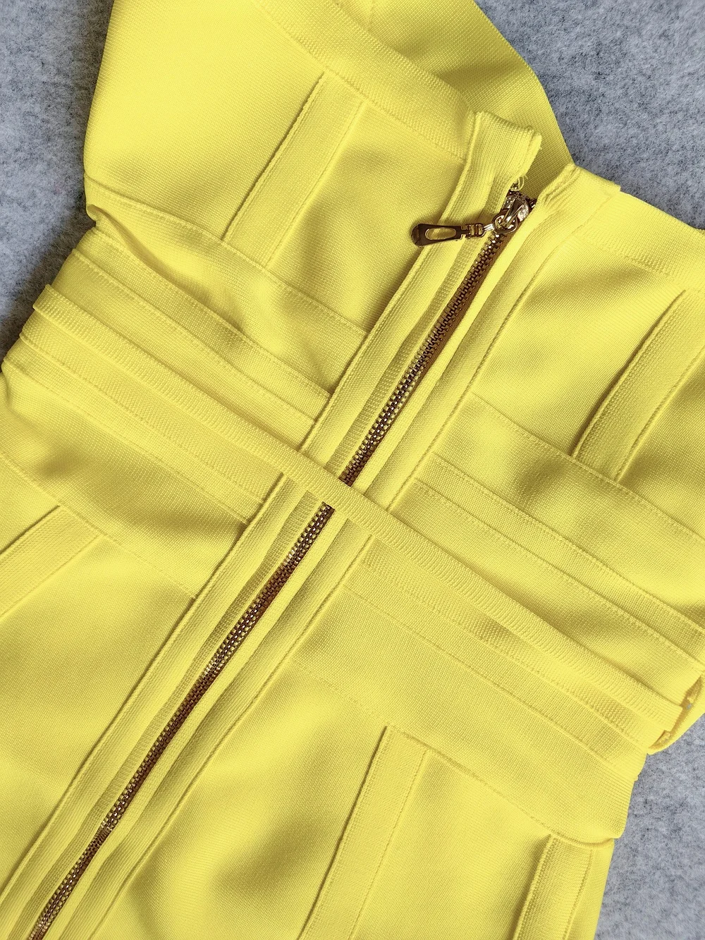 2025 cinturón fajas amarillo brillante chica vendaje vestido de invierno vestido de celebridad ceñido al cuerpo fiesta clásico Vintage Vestidos XL