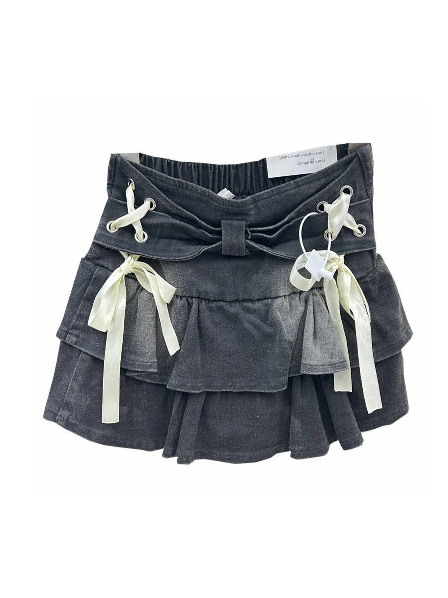 Dameskleding Blauwe denim rok Vintage Y2k Leuke strikbandage A-lijn Cowboyrok Harajuku Emo 2000s Mini Jeansrok Zomer 2025